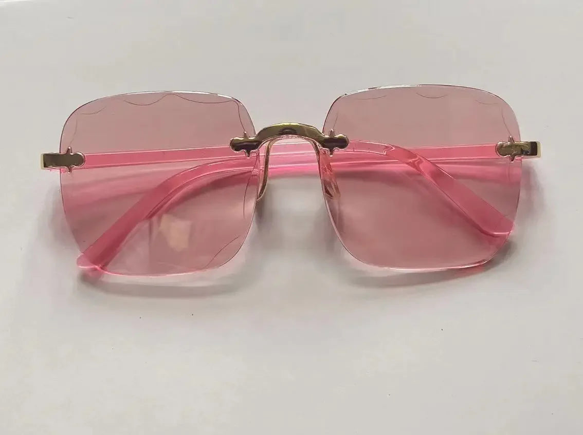 2024 Rimless Women Sunglasses Gradient Lenses Vintage Alloy Legs UV400 Designer Shades