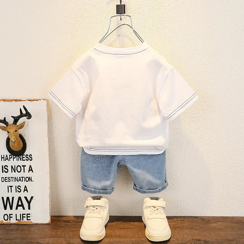 New Summer Baby Boy Kids Clothes Children Clothing Suit Tops Short-sleeve T-shirt Pants 2pcs/set Sport Infant 0-5 Years