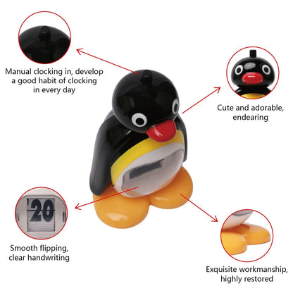 Penguin Perpetual Press Calendar Cute Retro Animal Doll Creative Desktop Ornament for Home Office Decor Christmas Birthday Gifts