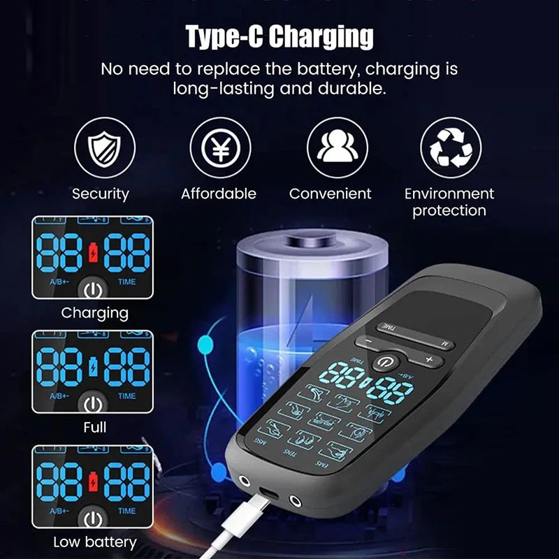 9 Modes EMS Electric Body Massager Low Frequency Pulse TENS Abdominal Electro Stimulator for Muscle Relaxation