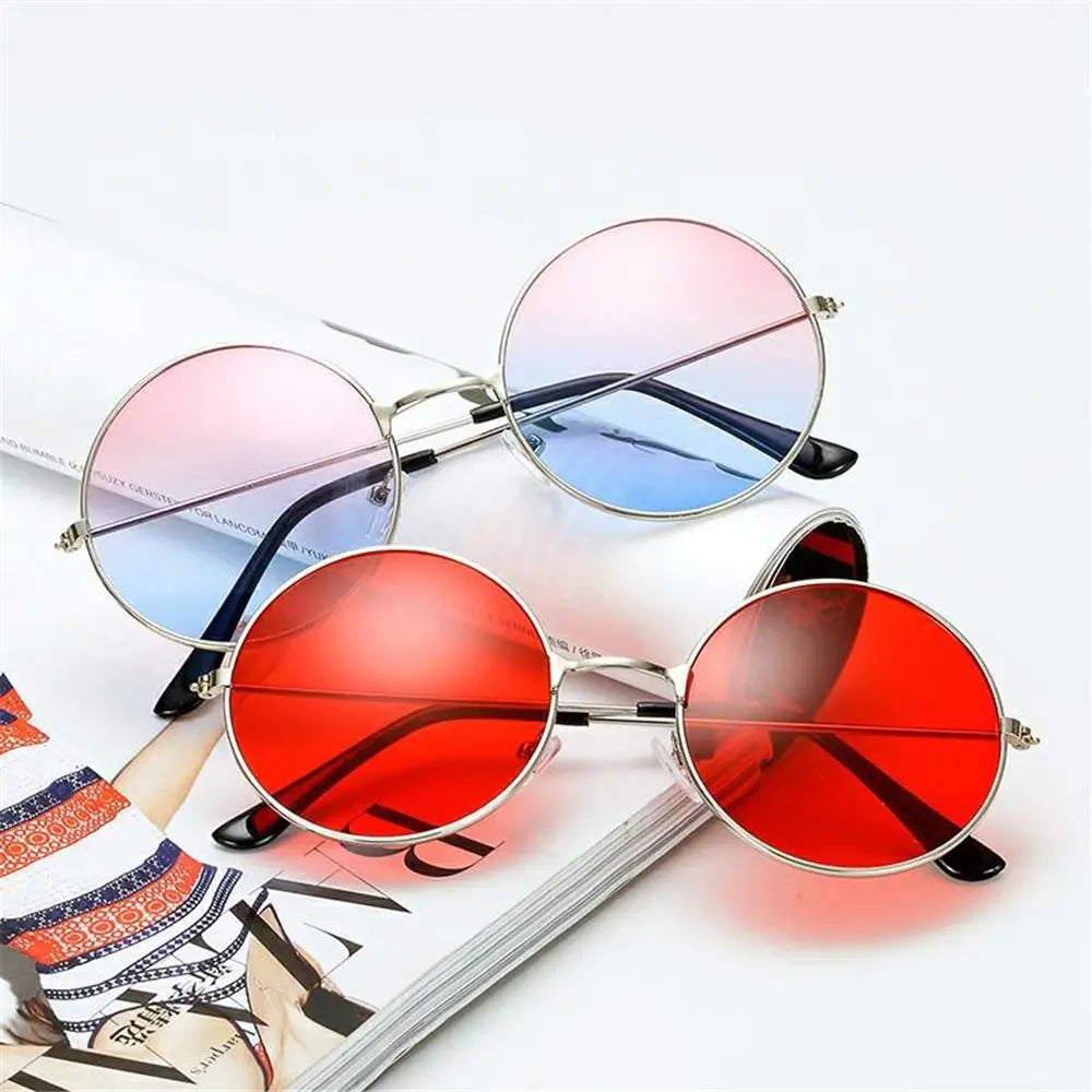 Retro Round Hippie Sunglasses Unisex Metal Circle UV Protection Trendy Party Shades