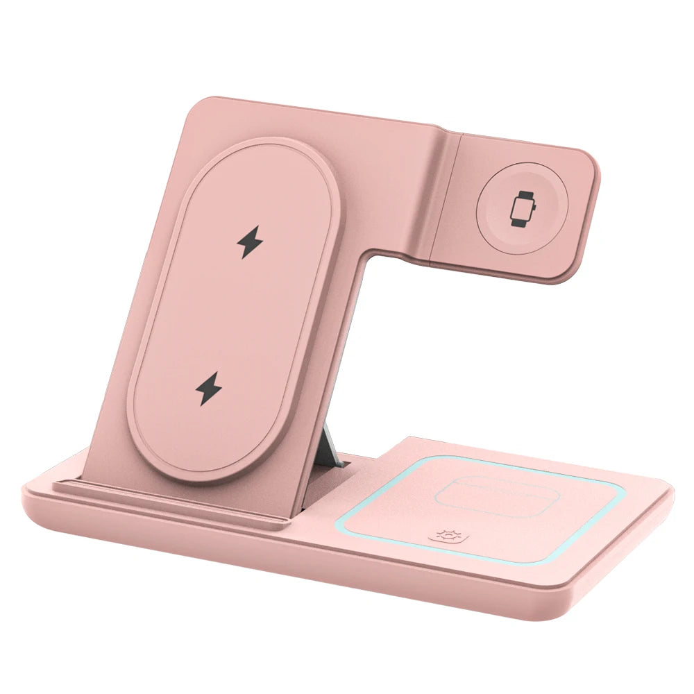 100W Foldable 3 in 1 Night Light Wireless Charger Stand For iPhone Apple Watch 2-8 SE Airpods Pro Fast Charging Station