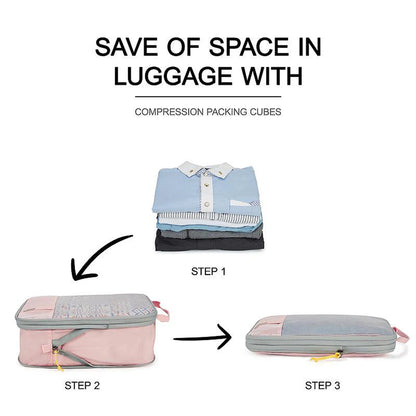 6 Piece Luggage Compression Packing Travel Organizer Bags for Travel Essentials Expandable Luggage Organizer Bags Pack Light As