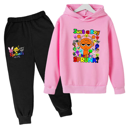 Sprunki Kids Clothes Hoodie+pants Age 2-12 Boy Girl Incredibox Anime Figures Sweatshirt Spring Autumn Pullover for Children Sets