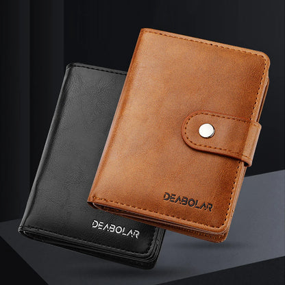 Men's Trifold Wallet Large Capacity Multi-Card Holder Money Clip Purse