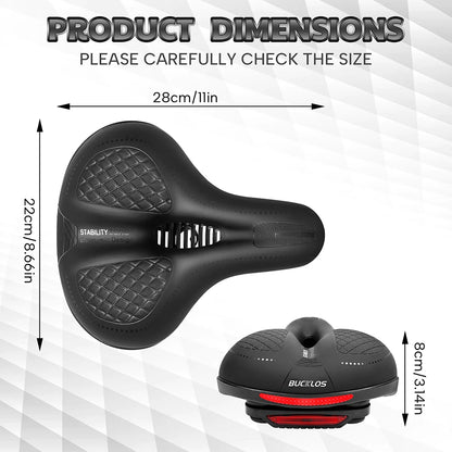 BUCKLOS Bike Saddle with Light Widen Big Pad Bicycle Seat Cushion Comfortable Ergonimic MTB Road Bike Chair Hollow Design Seat