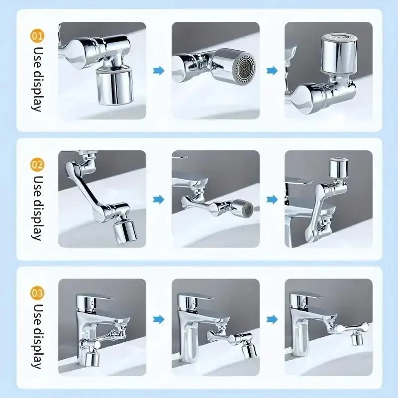 1080° Water Tap Nozzle Rotatable Extension Faucet Sprayer Head Universal Bathroom Tap Extend Adapter Aerator 2 Spray Modes