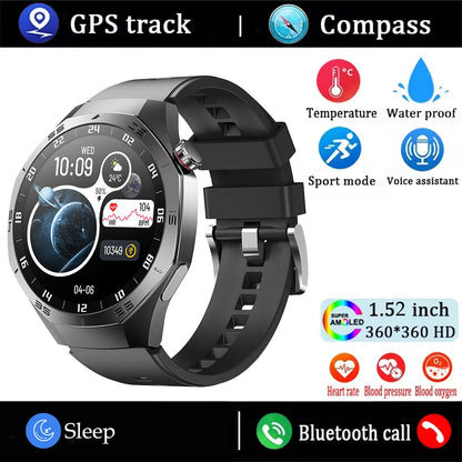 2025 Smart Watch Men AMOLED GPS Heart Rate Bluetooth Calls Waterproof Android iOS