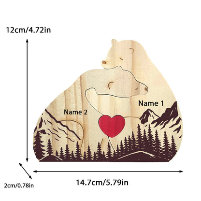 Personalized Art Wooden Bear Family Puzzle, Baby's Birth Gift, Thanksgiving Christmas Holiday Heart Warmer Gift, Gift for Mom