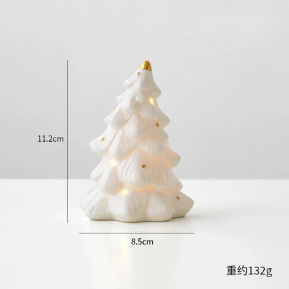 Ceramic luminous mini Christmas tree small desktop home ornaments Christmas gifts small scene layout props