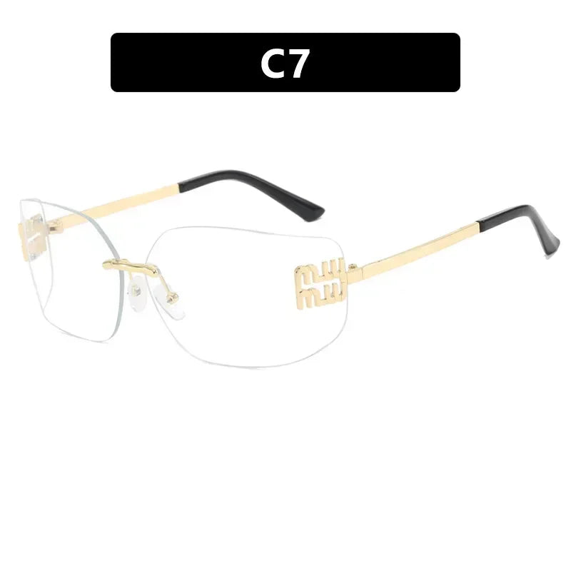 2025 Frameless Metal Sunglasses Women Luxury Travel Hiking UV400 Retro Sunshade