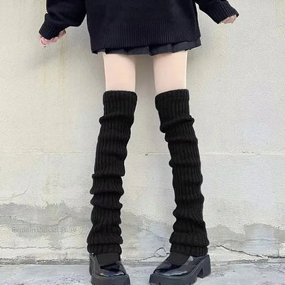 Y2K Lolita Leg Warmers Gothic Long Socks Women's Leggings Gaiters Knee Goth Socks Knitted Cuffs Ankle Warmer JK Girls Foot Cover