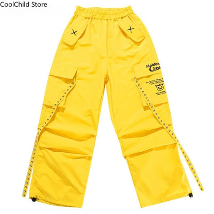 Boys Hip Hop Cool Sweatshirt Vest Street Dance Cargo Pants Girls K-pop Jazz Costumes Children Teens Clothes Sets Kids Streetwear