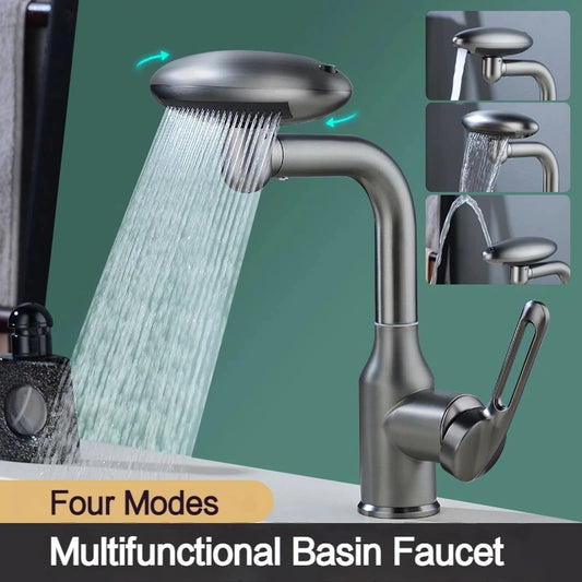 Multi-Mode 360° Rotating Waterfall Faucet – Stylish Bathroom Basin Mixer Tap