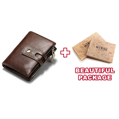 HUMERPAUL Retro RFID Leather Wallet – Men & Women Card Holder Coin Purse Bifold