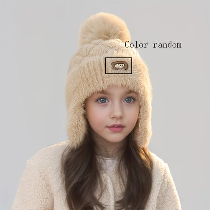 Kids Winter Hat with Ear Flaps - Soft Warm Beanie for Boys & Girls, Pastel Pink Cold Weather Skiing, Snowboarding, Outdoor