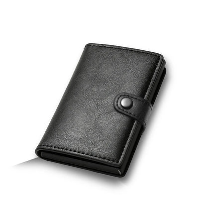Carbon Fiber Men’s RFID Pop-Up Card Holder Wallet – Slim Metal Minimalist