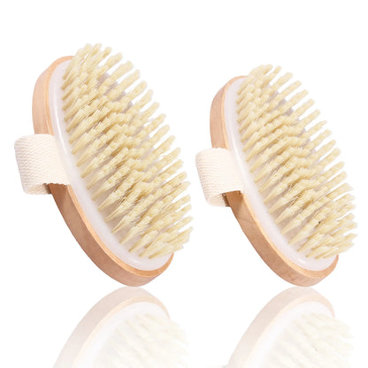 Natural Bristle Body Brush Dry Skin Exfoliating Dead Skin Remover SPA Soft Brush