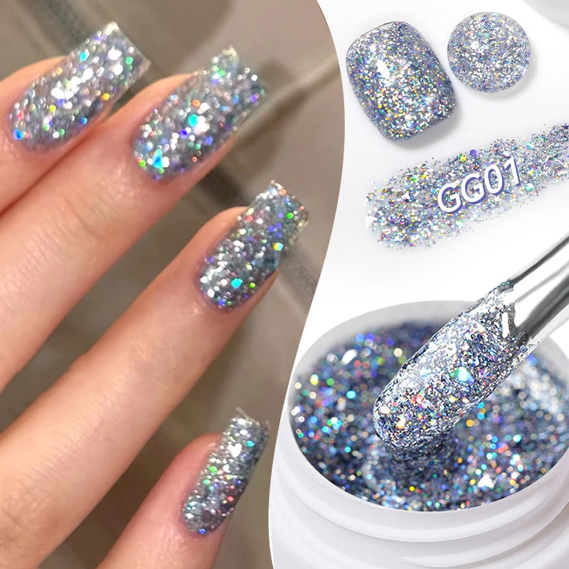 LILYCUTE 7ml Glitter Gel Nail Polish – Shimmering Sequins for Sparkling Manicures