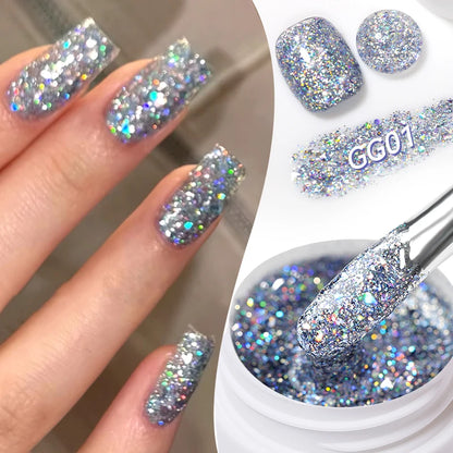 LILYCUTE 7ml Glitter Gel Nail Polish – Shimmering Sequins for Sparkling Manicures