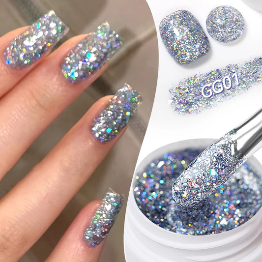 LILYCUTE 7ml Glitter Gel Nail Polish – Shimmering Sequins for Sparkling Manicures