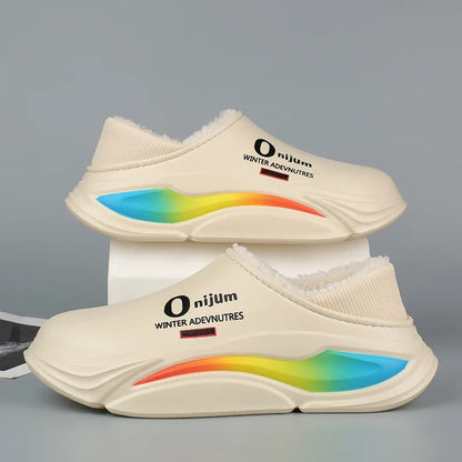 Men Shoes Winter New Keep Warm Plush EVA Waterproof Indoor Outdoor Walking Slippers Unisex Men Women Size 36-45