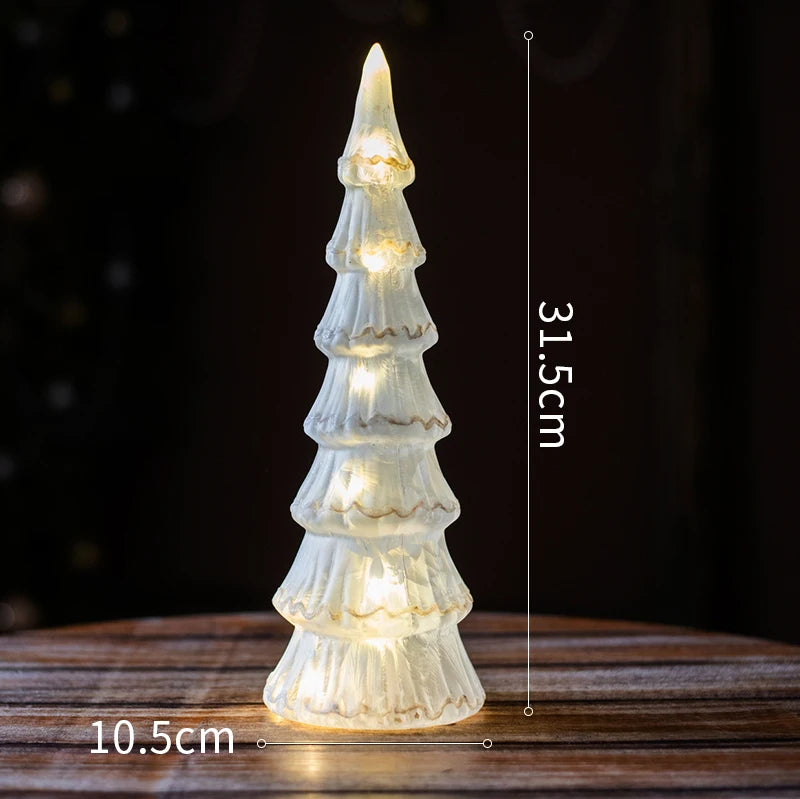 Christmas Tree Glass Night Light for Home Xmas Romantic Holiday Atmosphere Arbol De Navidad Ornaments LED Luminous Decoration