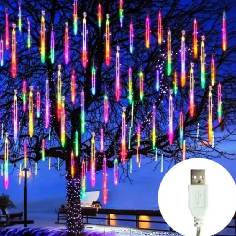 30/50cm Solar LED Meteor Shower Rain Lights Holiday String Lights Waterproof Garden Light Christmas Wedding Decoration