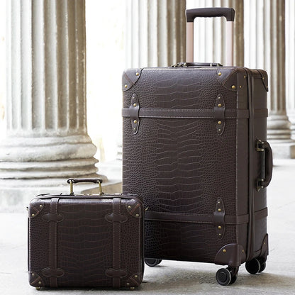 Urecity Vintage Luggage Set Retro Suitcase For Men&Women Business Luggage for Travel Rolling Suitcase With Handbag 14Inches