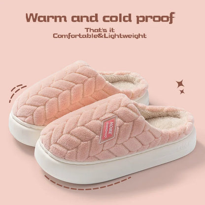 Cotton slippers for women in autumn and winter, new indoor home soft bottom, anti slip and warm plush cotton slippers for women