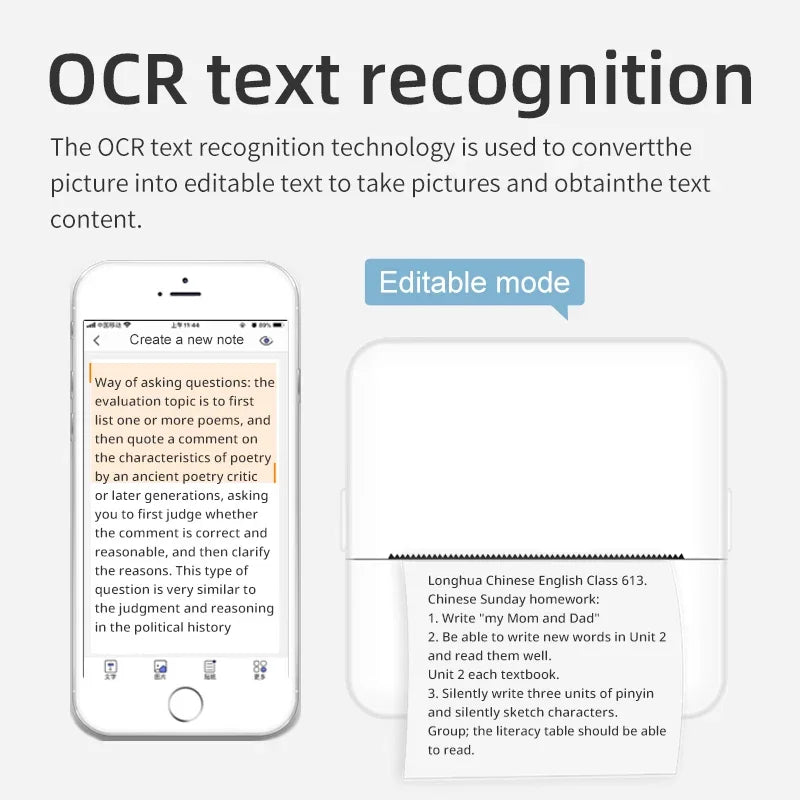 Mini Portabl Printer Inkless Sticker Maker, Free Cut Small Pocket Printer, Portable Thermal Printer for Photo Journal Notes Memo