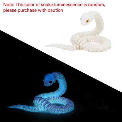 3D Printed Snake Luminous Movable Joint Simulation Snake Figurine Creative Home Office Desktop Decoration New Year Gifts Crafts