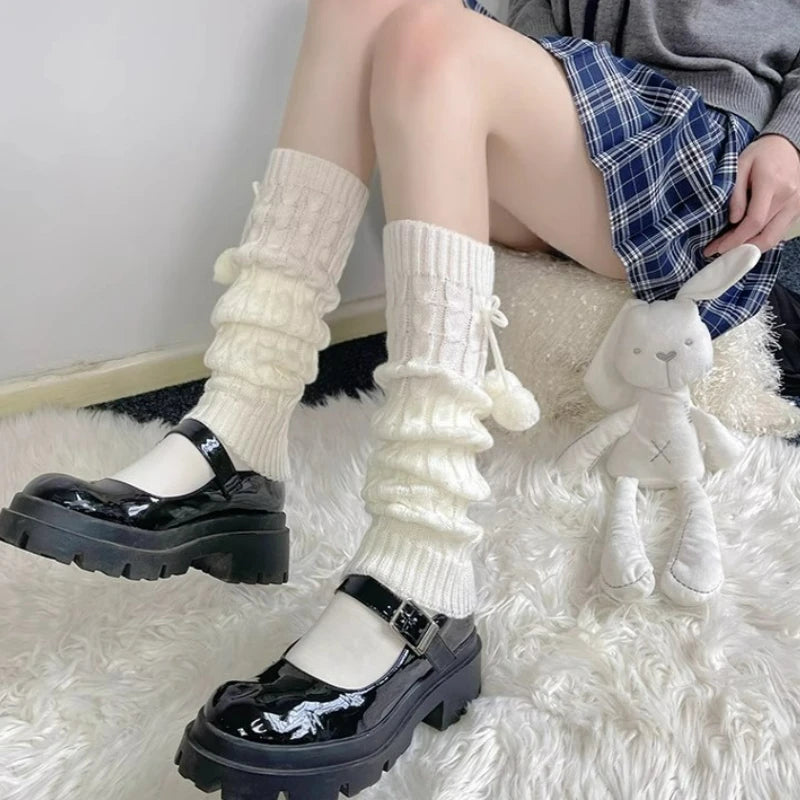Y2K Lolita Leg Warmers Gothic Long Socks Women's Leggings Gaiters Knee Goth Socks Knitted Cuffs Ankle Warmer JK Girls Foot Cover