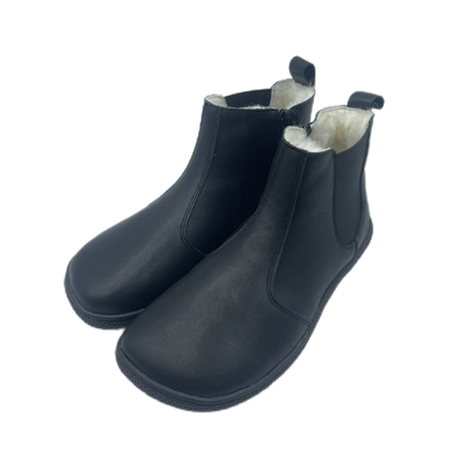 Tipsietoes Top Brand Chelsea Barefoot Genuine Leather Winter Boots With Warm Real Natural Fur Linning And Insole For Women