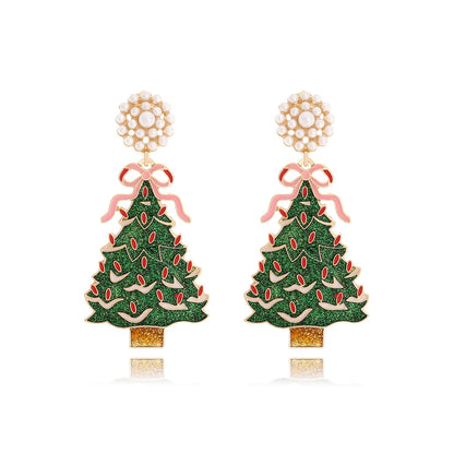 Christmas Jewelry Rhinestones Elk Earrings Christmas tree Drop Earrings for Woman Xmas Accessories Ear Studs Gifts