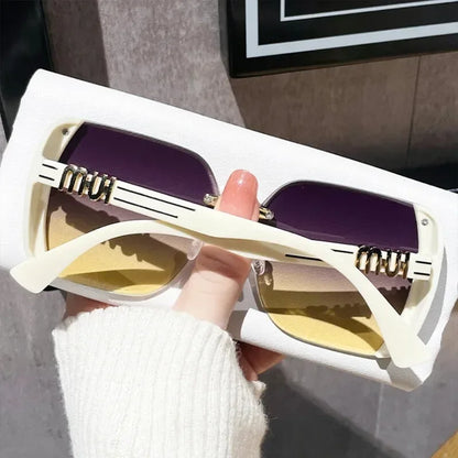 Rimless Fashion Sunglasses Women Luxury Letter Design Vintage UV400 Sun Shades