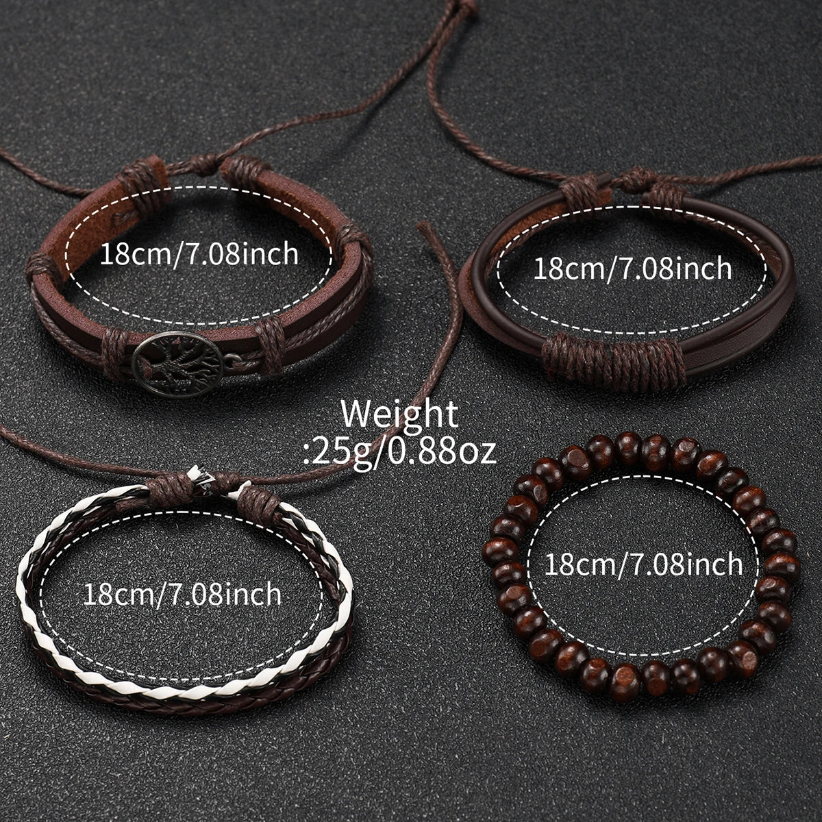 5PCS/4PCS Men's Fashion Quartz Watch & Bracelet Set Casual Leather Strap Wristwear