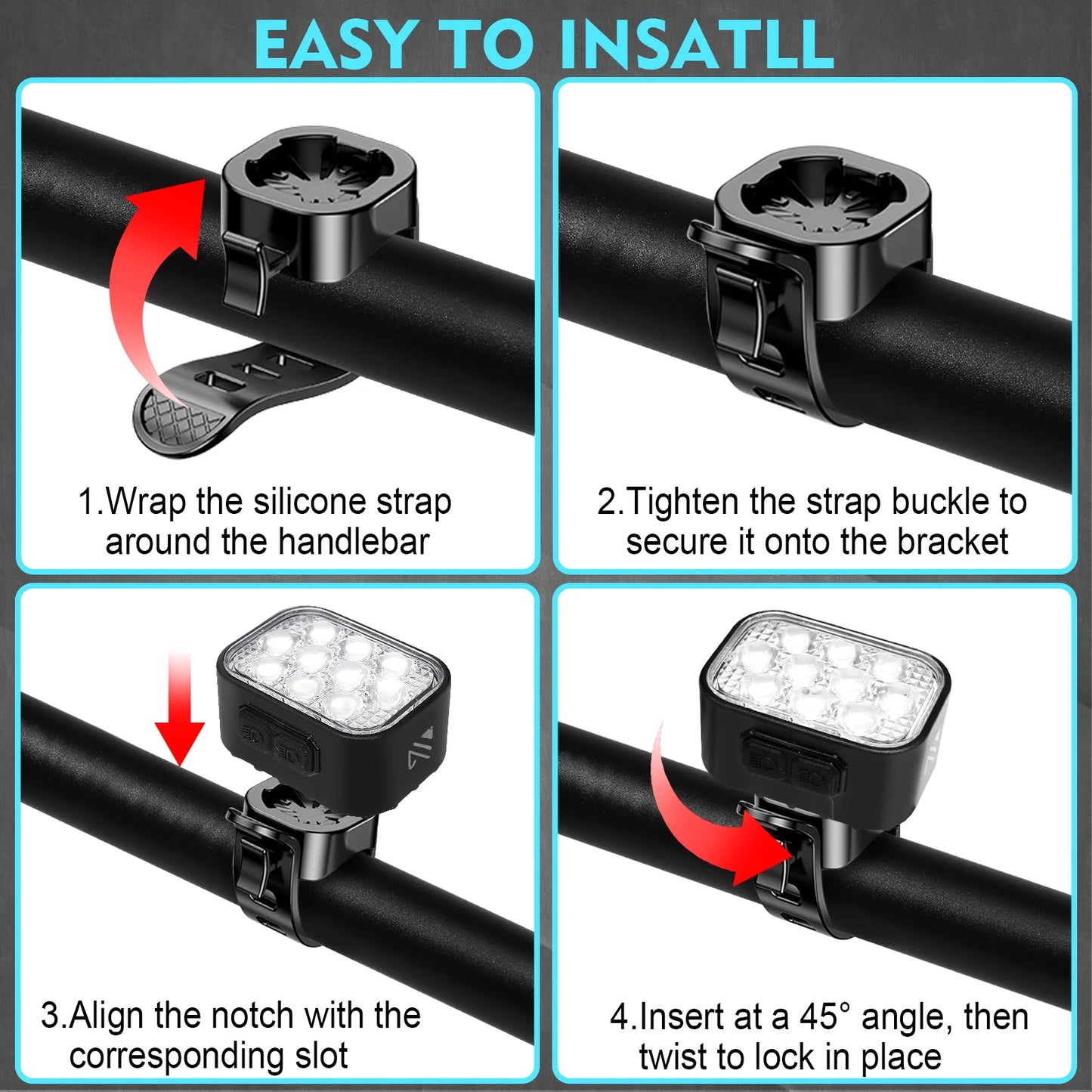 BUCKLOS Bicycle Front Rear Light Set USB Charge Headlight Light Waterproof MTB Taillight LED Cycling Lantern Lamp Bike Parts