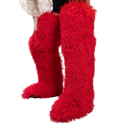 Women's Thigh High Mongolian Boots High Boots Winter New Fox Fur Snow Boots  Women's Boots Leg Warm Boots Non-Slip Soles