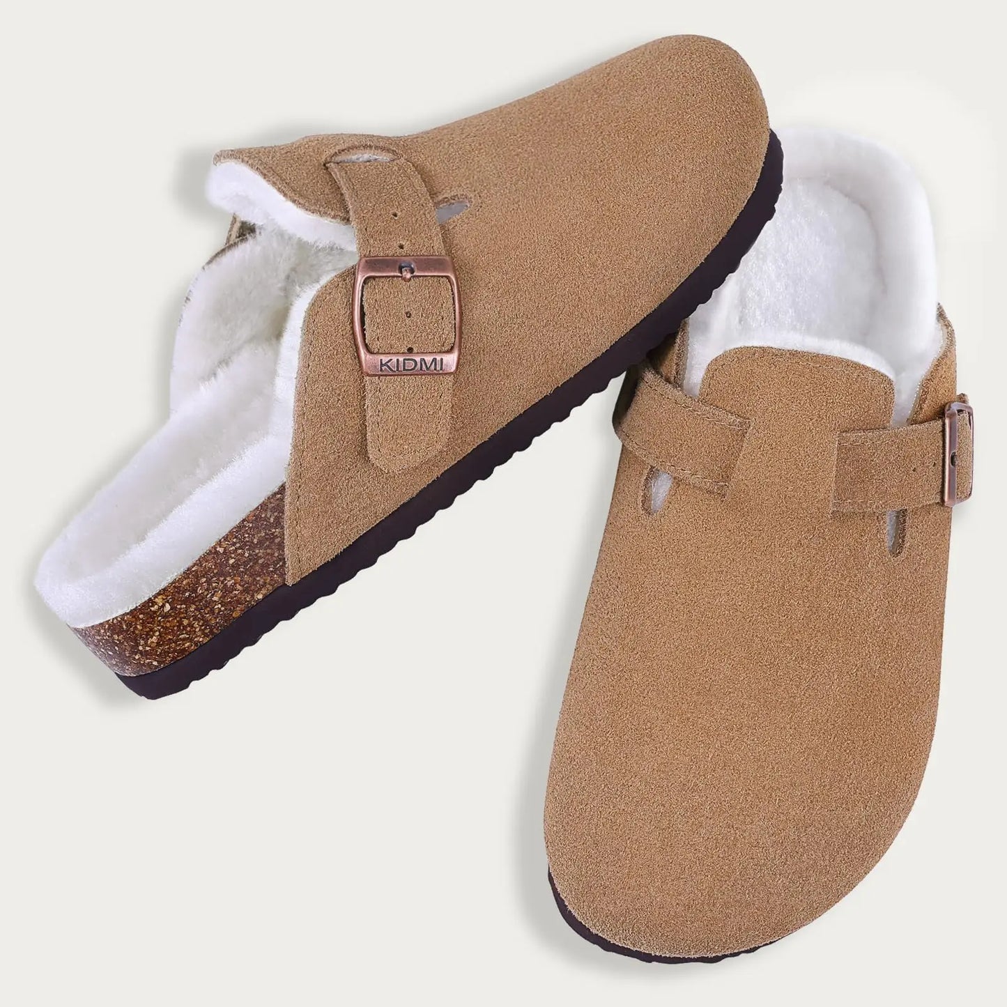 Bebealy Fashion Suede Clogs Slippers Women Clogs Slippers Cork Footbed Women Mules Nonslip Beach Sandals With Arch Support Slide