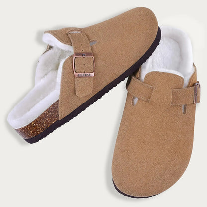 Bebealy Fashion Suede Clogs Slippers Women Clogs Slippers Cork Footbed Women Mules Nonslip Beach Sandals With Arch Support Slide