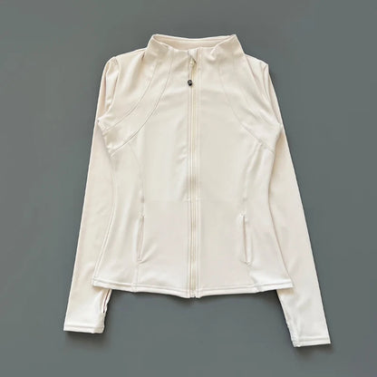 Women's Quick-Dry Stand-Up Collar Fitness Jacket – Slim-Fit Zippered Yoga & Running Top