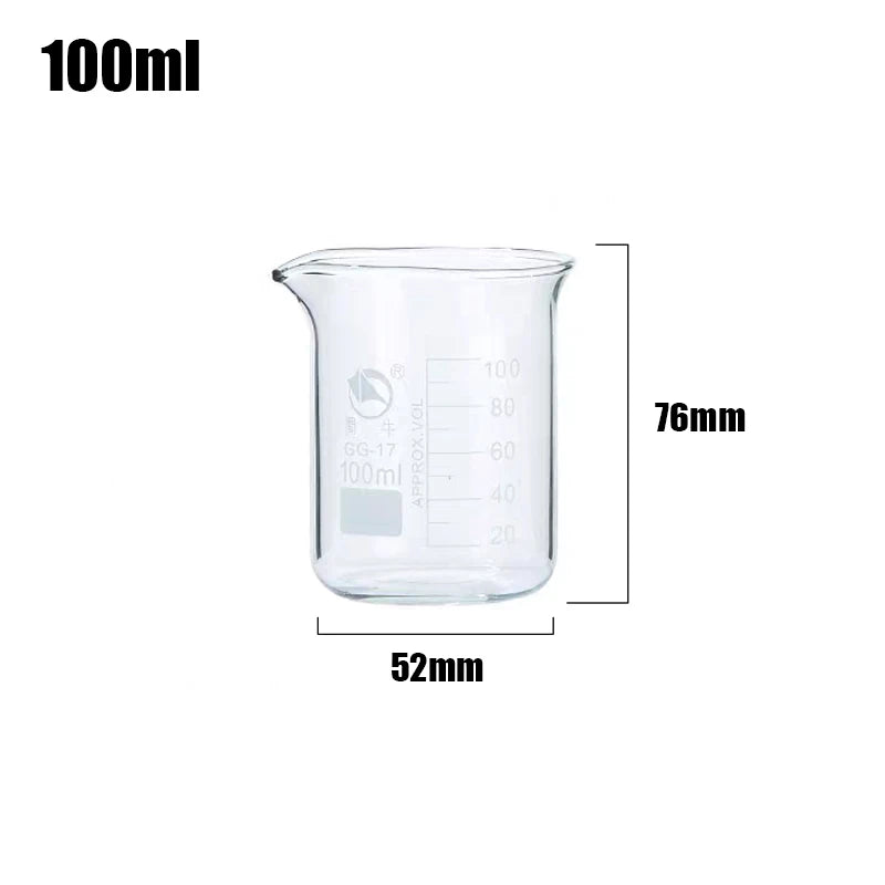 50ML/100ML/250ML/500ML High Borosilicate Glass Measuring Cup Clear Scale Cup Laboratory Beaker Kitchen Baking Measuring Cup