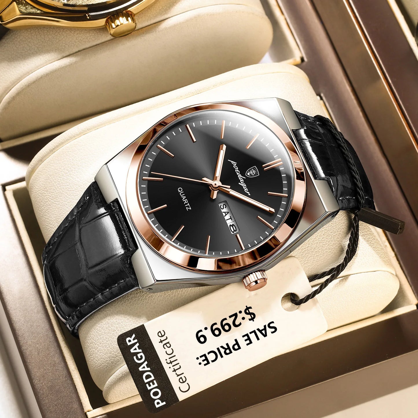 POEDAGAR Men's Luxury Quartz Watch Waterproof Luminous Date Week Outdoor