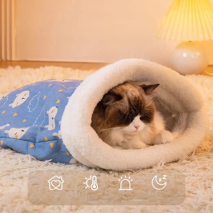 Cat Sleeping Bag Winter Soft Fluffy Thickened Pet Pocket Nest Bed Kitten Puppy Comfortable Warm Nest for Small Medium Dogs Cats