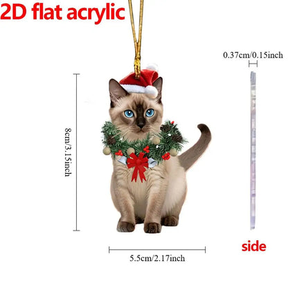 Cat Ornaments for Christmas Tree 2D Acrylic Pendant Cute Christmas Animal Ornaments for Home Fireplace Garden Workplace
