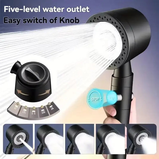 5-Mode Handheld Shower Head Water Saving Spa ABS Shower Faucet Nozzle Filter