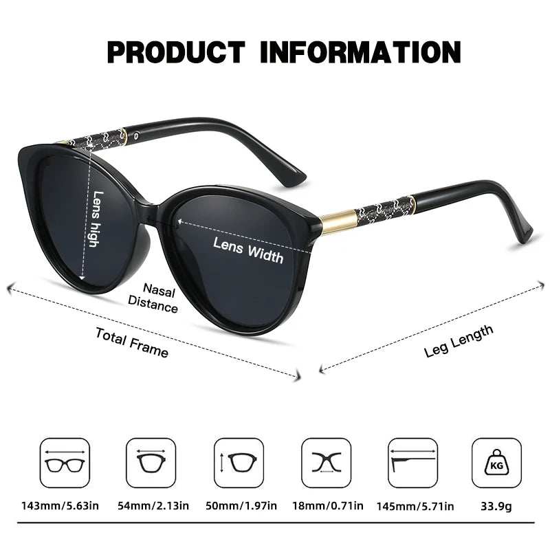 JUNCTURE Polarized Cat-Eye Sunglasses Women Fashion UV400 Party Holiday Shades