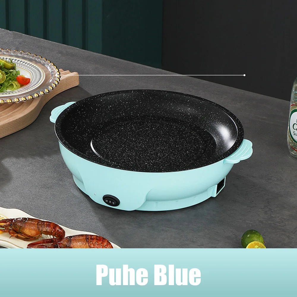 220V Multifunction Electric Frying Pan Skillet Non-Sticky Grill Fry Baking Roast Pan Cooker Steak Barbecue Cooking Kitchen Tool