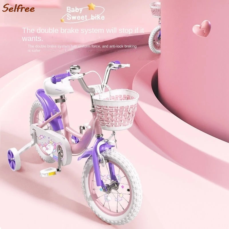 Bicicleta infantil dobrável para meninas de 3 a 6 anos, 7 a 10 anos, pedal para bebés, bicicleta de estrada para meninas, material de aço de alto carbono